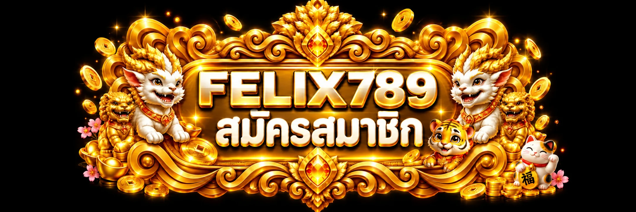 ป้ายเข้าสู่ระบบและสมัครสมาชิก FELIX789 โทนดำทอง